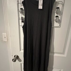 NWT Maurices  24/7 Charcoal and Black Striped Sleeveless. Dress - Medium